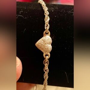 Sterling Silver Textured Heart Bracelet
